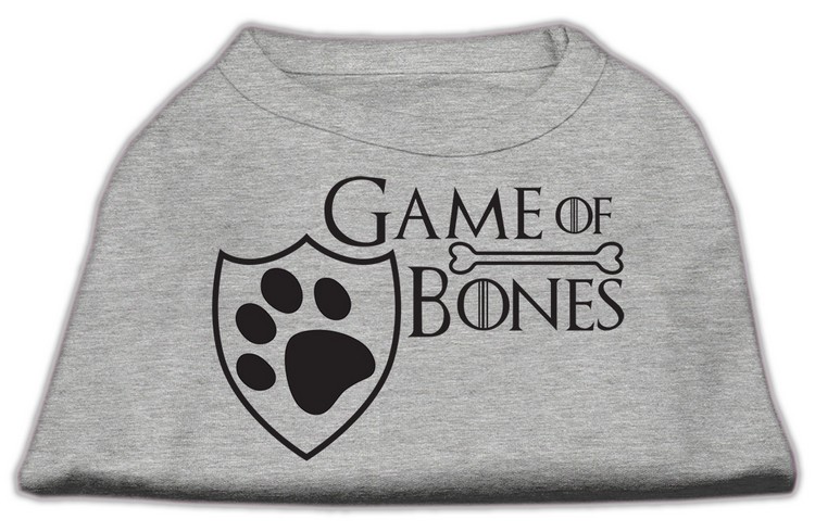 Game of Bones Screen Print Dog Shirt Grey Med